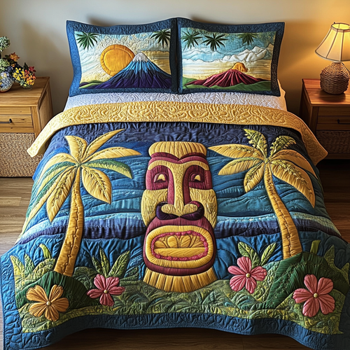 Tiki Dreams 3-Piece Quilted Bedding Set NCU0DV5186