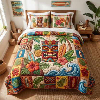 Tiki Ritual 3-Piece Quilted Bedding Set NCU0TD2699