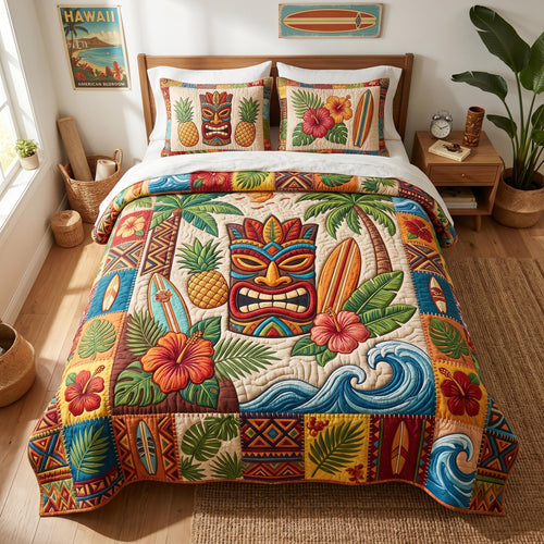 Tiki Ritual 3-Piece Quilted Bedding Set NCU0TD2699