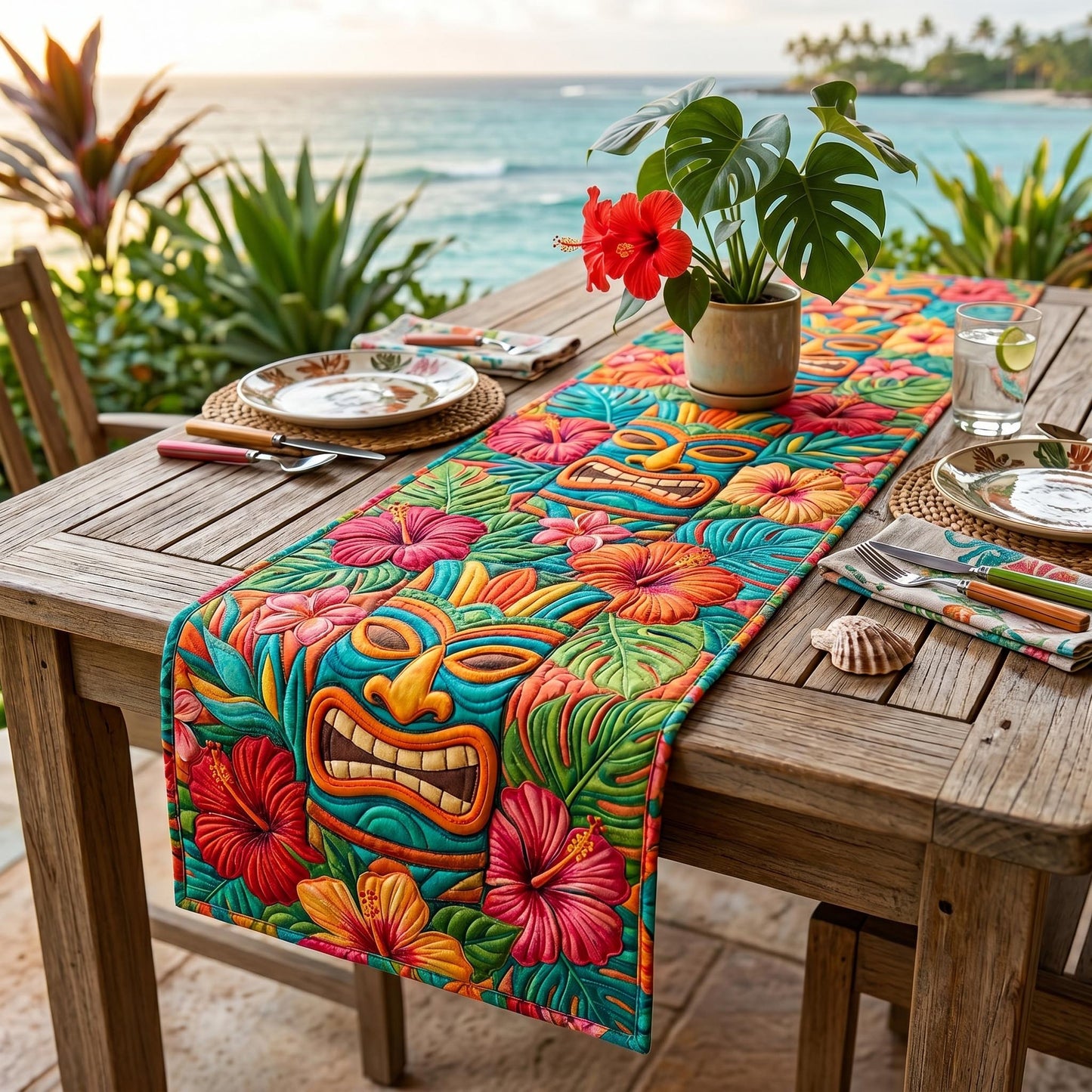 Tiki Ritual Quilted Table Runner NCU0TD2709