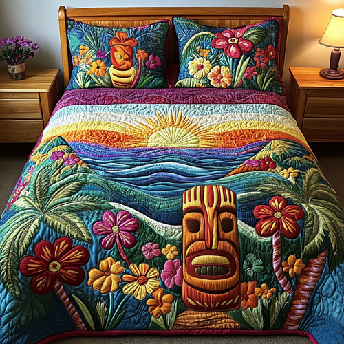 Tiki Spirit 3-Piece Quilted Bedding Set NCU0DV5183