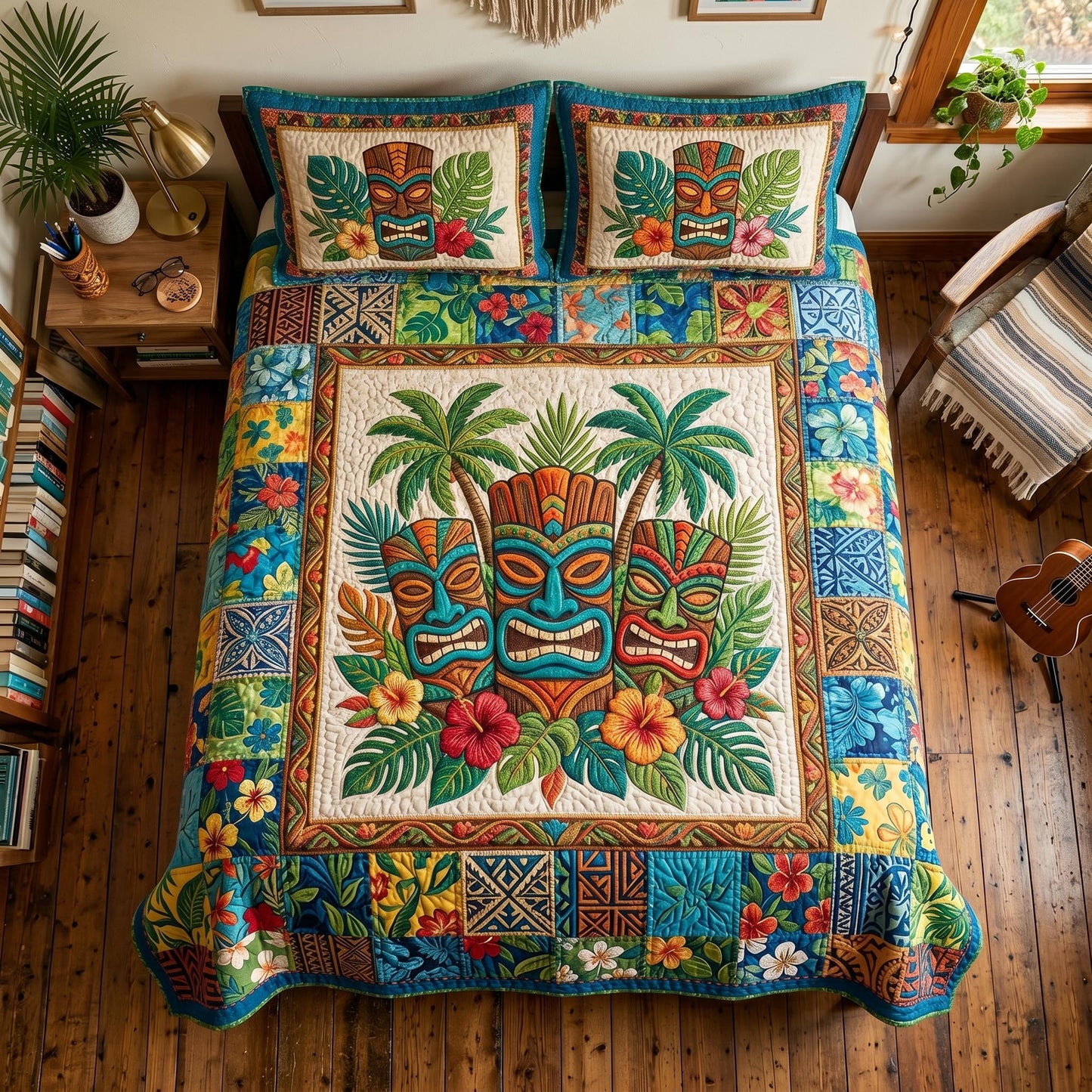 Tiki Spirit 3-Piece Quilted Bedding Set NCU0TD2697