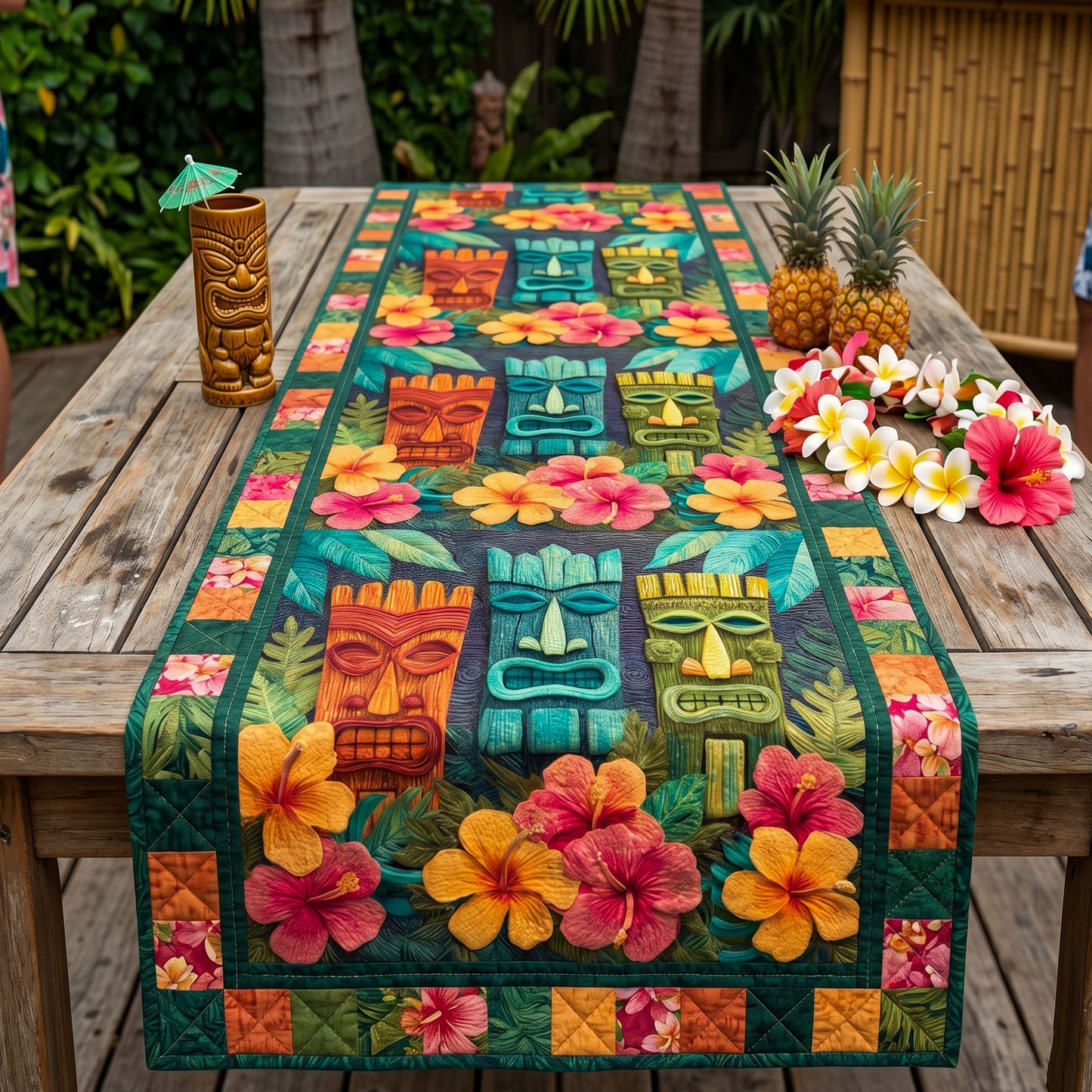 Tiki Spirit Quilted Table Runner NCU0NT12791