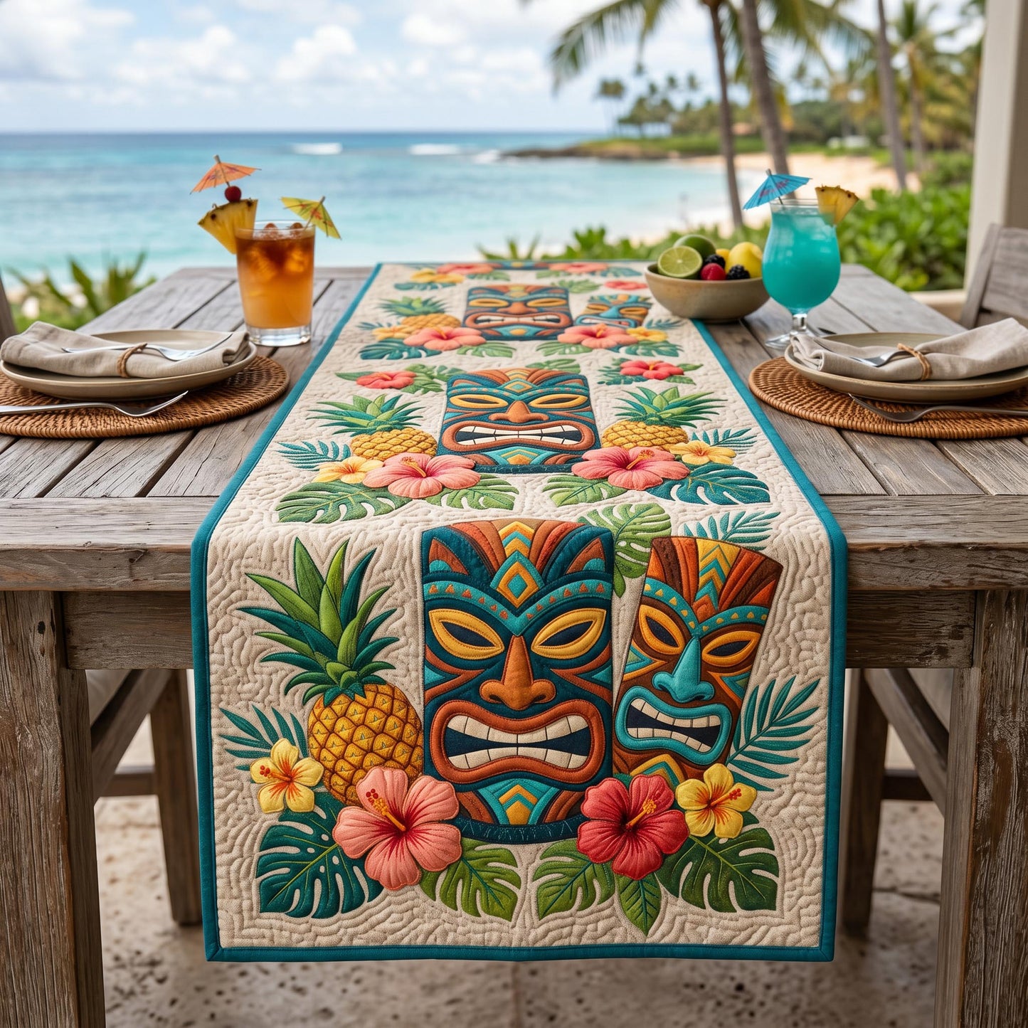 Tiki Spirit Quilted Table Runner NCU0TD2707
