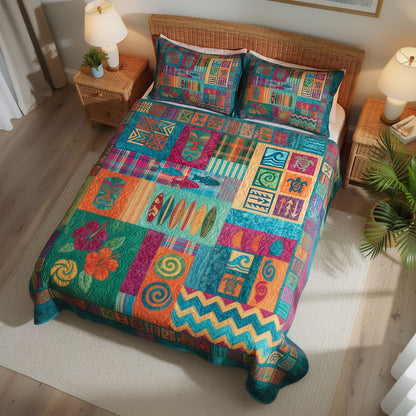 Tiki Torch Glow 3-Piece Quilted Bedding Set NCU0PT11707