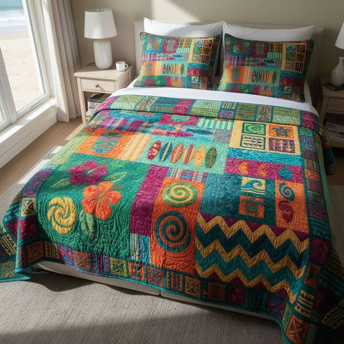 Tiki Torch Glow 3-Piece Quilted Bedding Set NCU0PT11707