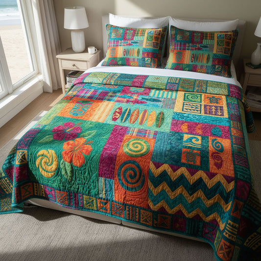Tiki Torch Glow 3-Piece Quilted Bedding Set NCU0PT11707