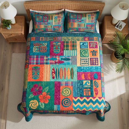 Tiki Torch Glow 3-Piece Quilted Bedding Set NCU0PT11707