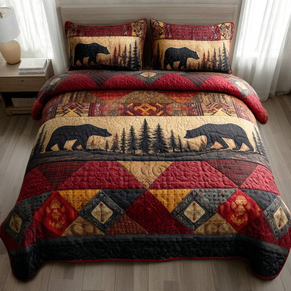 Timber Bear 3-Piece Quilted Bedding Set NCU0TD1922