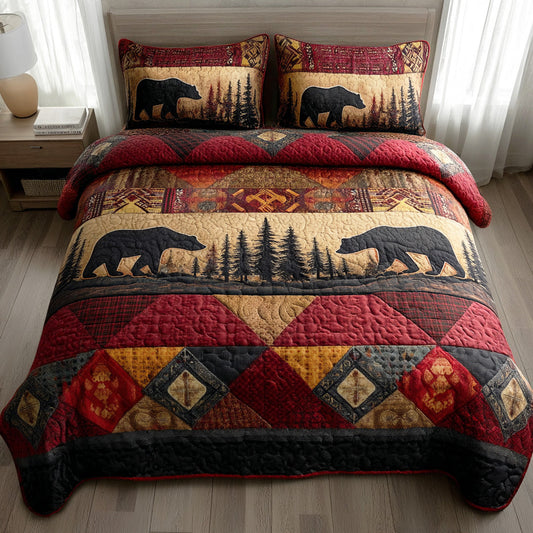 Timber Bear 3-Piece Quilted Bedding Set NCU0TD1922