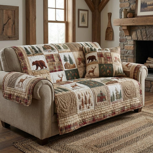 Timber Bears Quilted Sofa Cover NCU0VL3358