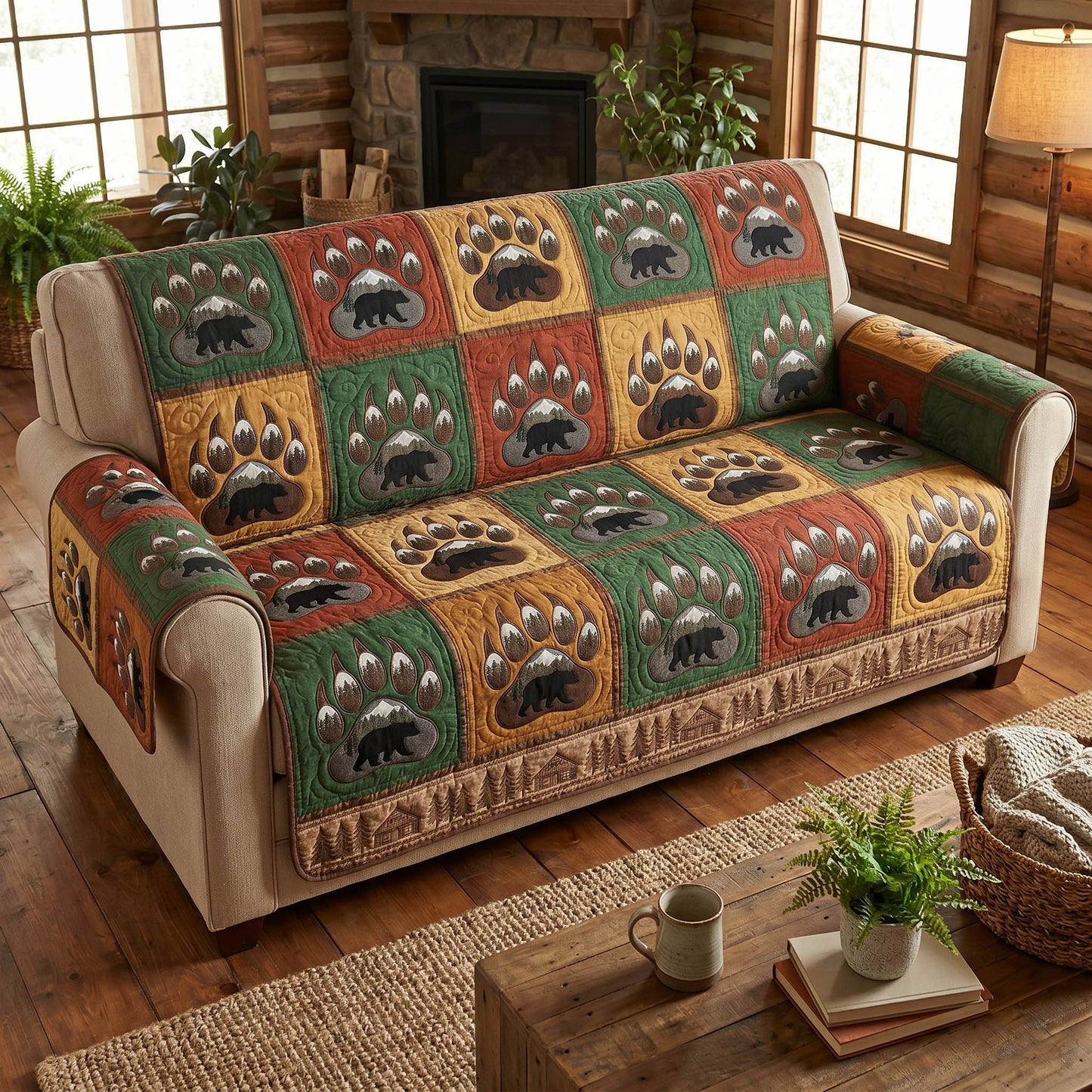 Timber Paws Quilted Sofa Cover NCU0TD2798