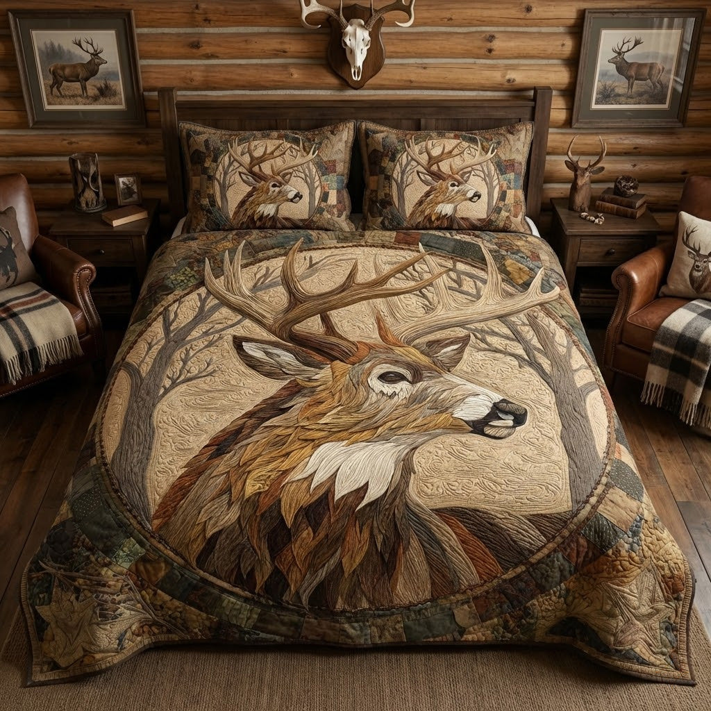 Timber Stag 3-Piece Quilted Bedding Set NCU0VL3419