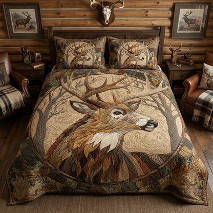 Timber Stag 3-Piece Quilted Bedding Set NCU0VL3419