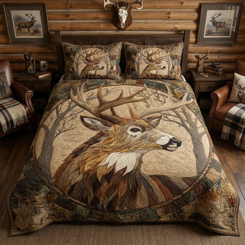 Timber Stag 3-Piece Quilted Bedding Set NCU0VL3419