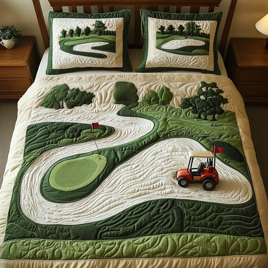 Timber Trail Golf Course 3-Piece Quilted Bedding Set NCU0NT7615