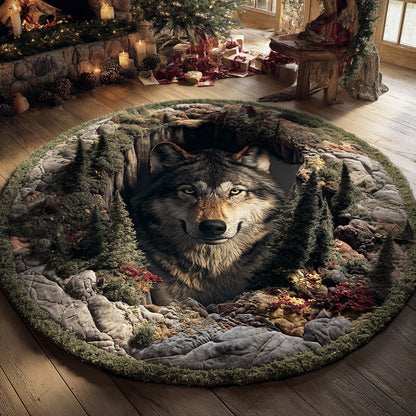 Timber Wolf Quilted Round Mat NCU0TD2078