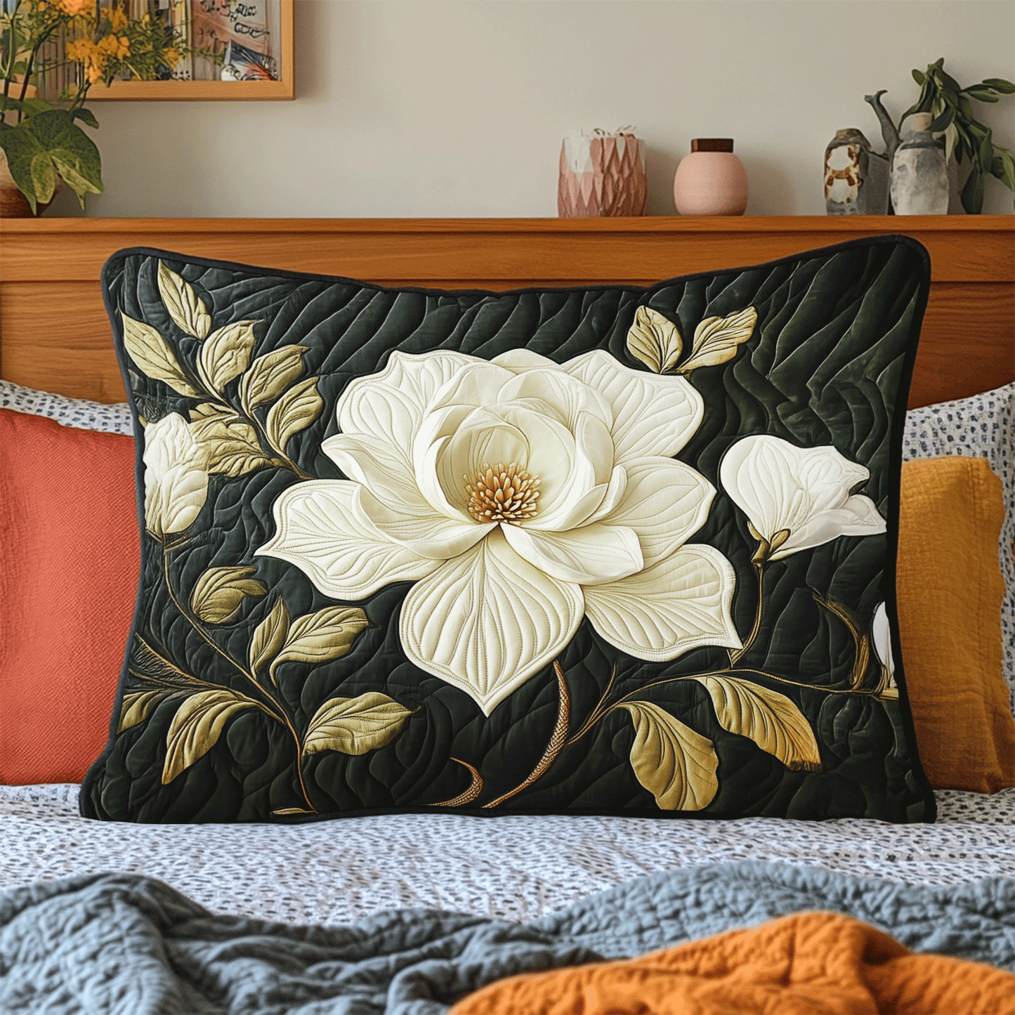 Timeless Magnolia Quilted Bedding Pillow Case NCU0DV4274