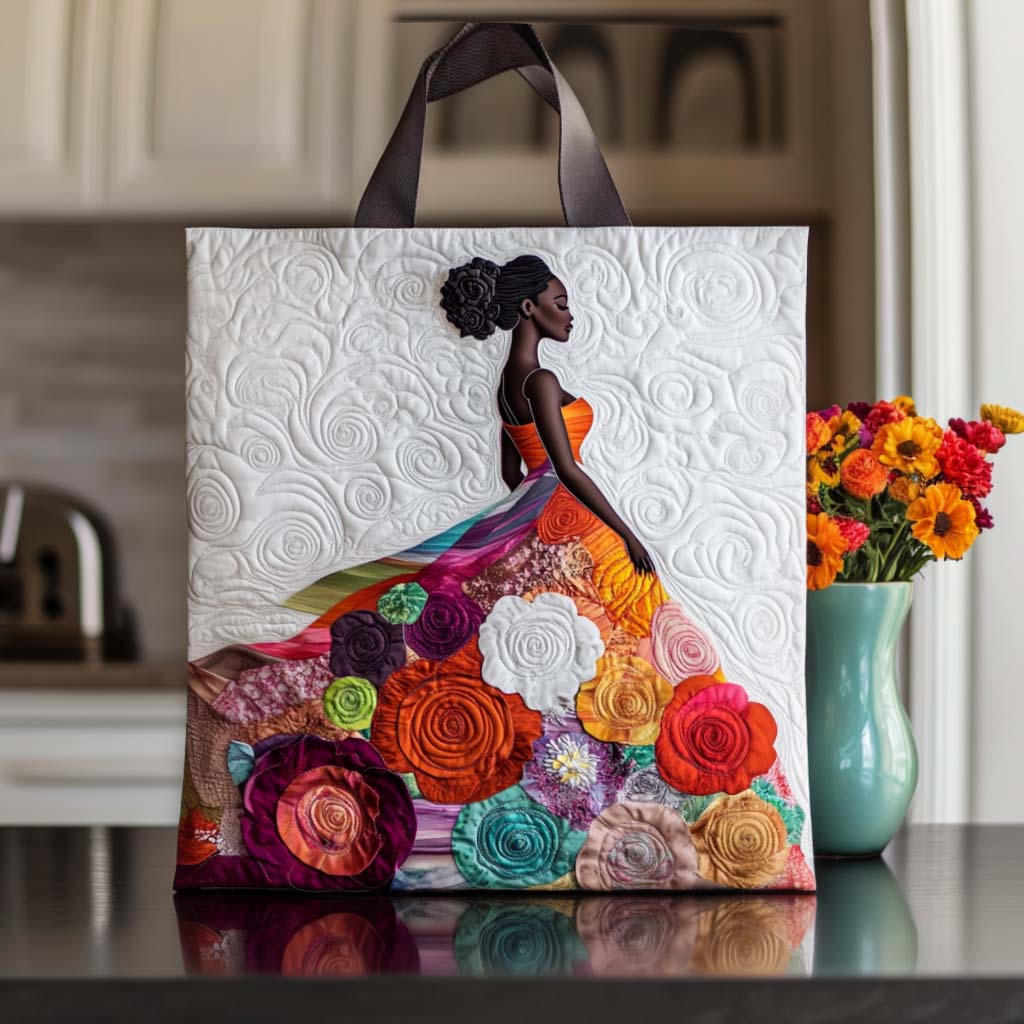 Timeless Black Lady Quilted Tote Bag NCU0NT8760