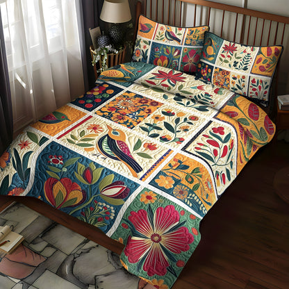 Timeless Blooms 3-Piece Quilted Bedding Set NCU0PT6726