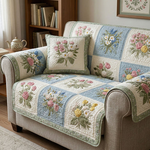 Timeless Cottage Bloom Quilted Sofa Cover NCU0NT12400