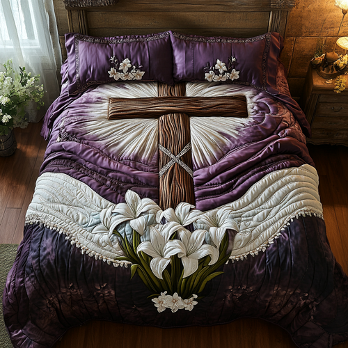 Timeless Cross 3-Piece Quilted Bedding Set NCU0DK8153