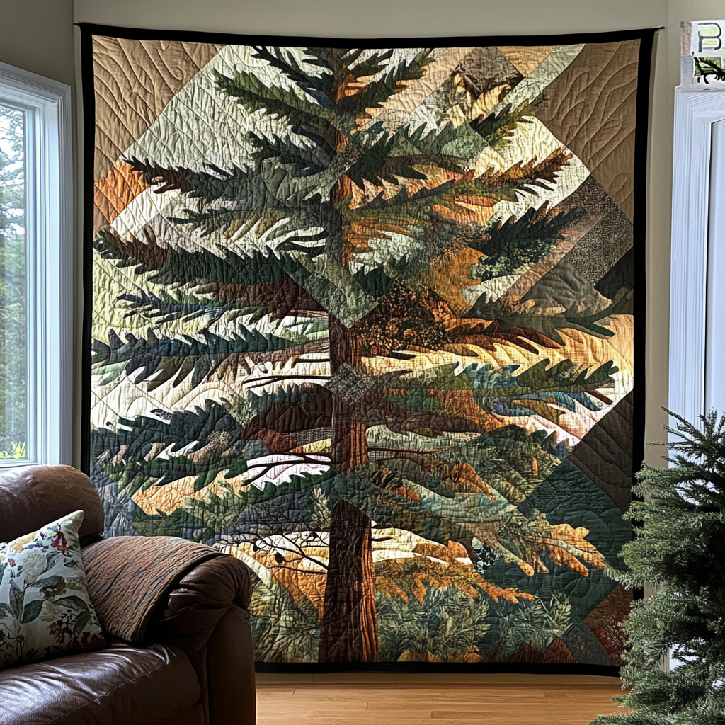 Timeless Evergreen Design Quilted Blanket NCU0DV5648