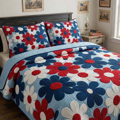 Timeless Flag Blossoms 3-Piece Quilted Bedding Set NCU0NT12374