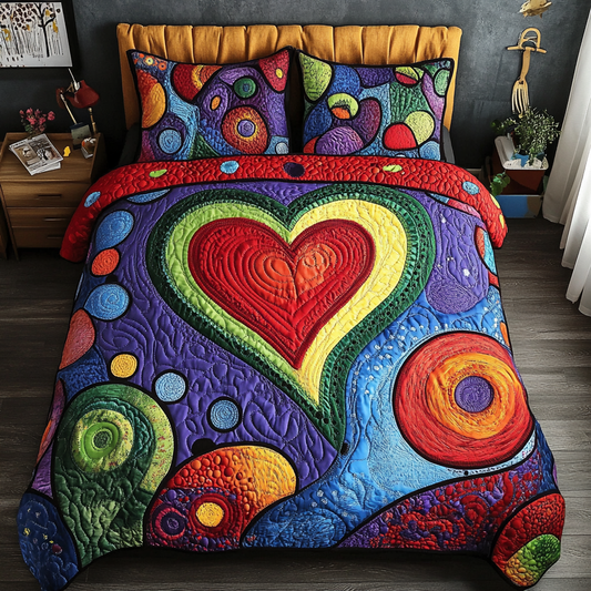 Timeless Hearts 3-Piece Quilted Bedding Set NCU0DK4282