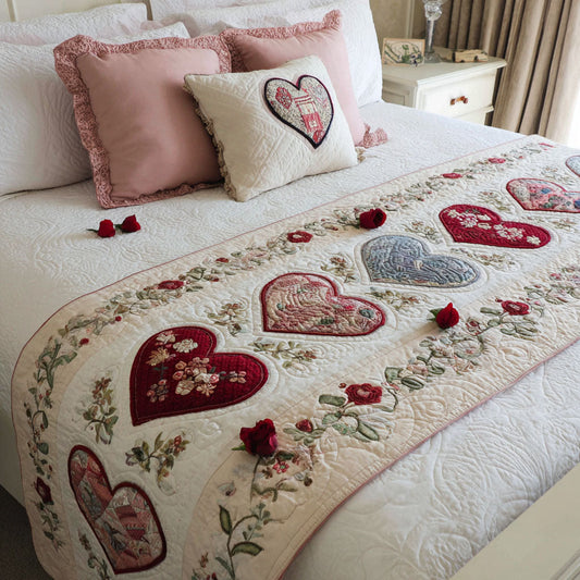 Timeless Hearts Quilted Bed Runner NCU0PT10820