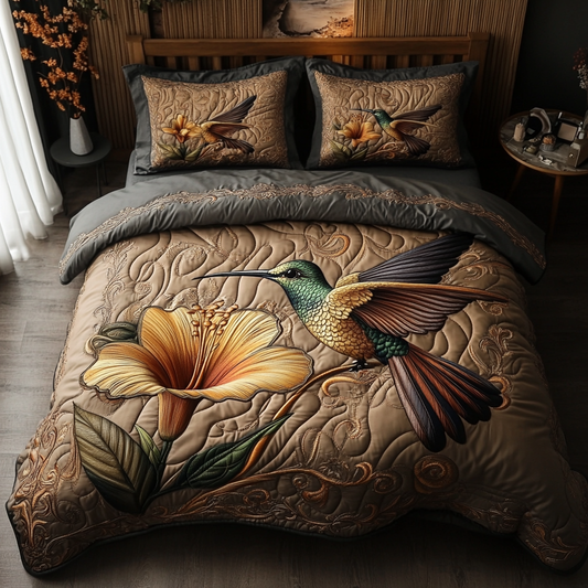 Timeless Hummingbird 3-Piece Quilted Bedding Set NCU0DV5976