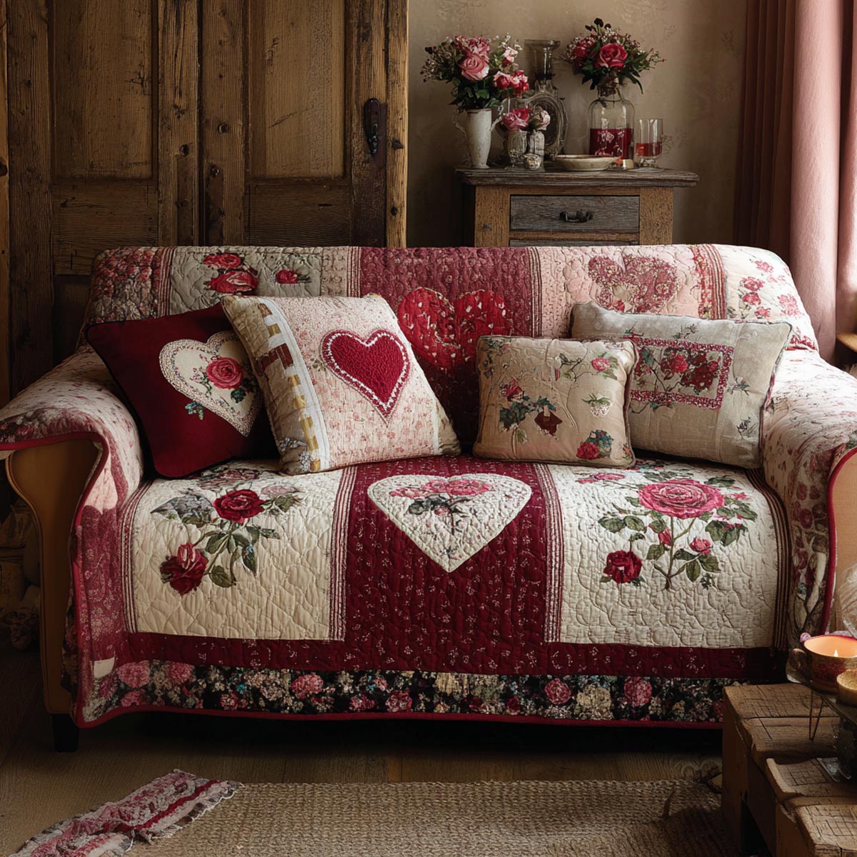 Timeless Love Quilted Sofa Cover NCU0DV9130
