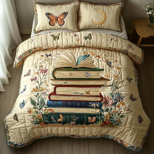Timeless Pages 3-Piece Quilted Bedding Set NCU0DK4776