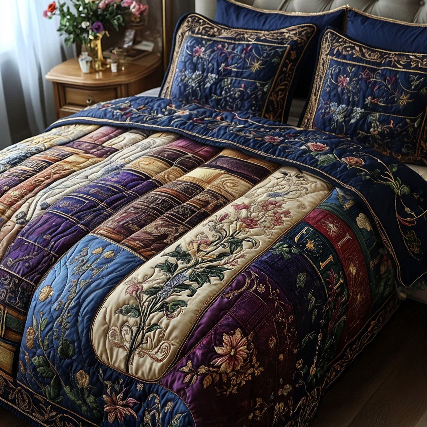 Timeless Pages 3-Piece Quilted Bedding Set NCU0PT5918