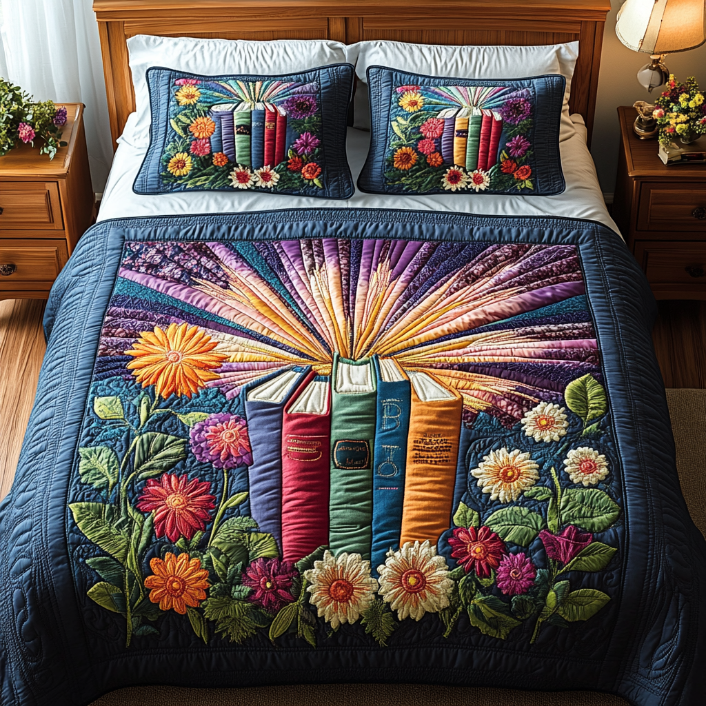 Timeless Pages 3-Piece Quilted Bedding Set NCU0DV3602