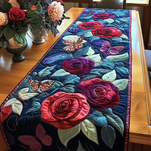 Timeless Roses Quilted Table Runner NCU0VL1429
