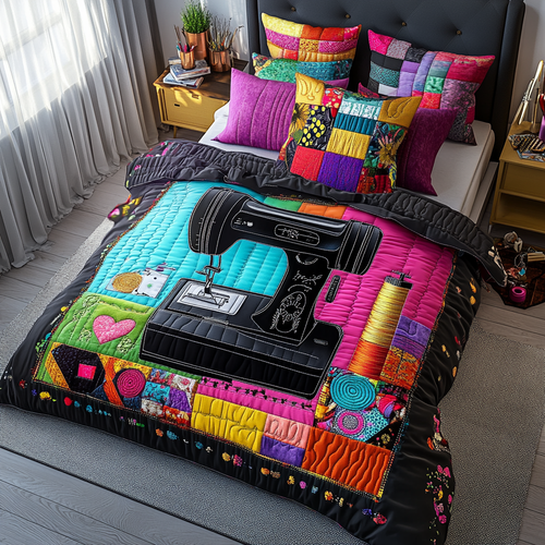 Timeless Sewing Machine 3-Piece Quilted Bedding Set NCU0DK8013