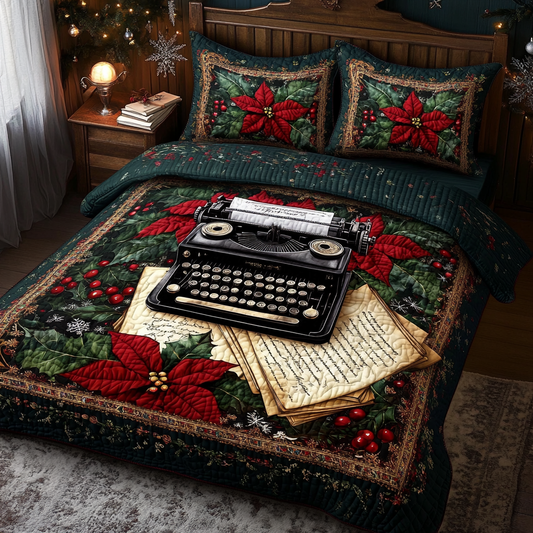 Timeless Typewriter 3-Piece Quilted Bedding Set NCU0TL2113