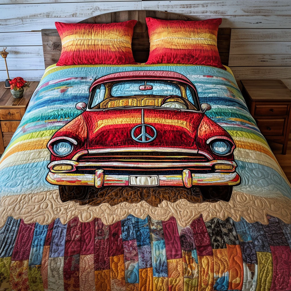 Timeless Wheels 3-Piece Quilted Bedding Set NCU0PT5490