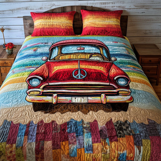Timeless Wheels 3-Piece Quilted Bedding Set NCU0PT5490