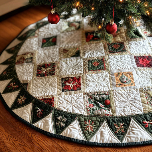 Tinsel Glow Quilted Christmas Tree Skirt NCU0PT1485