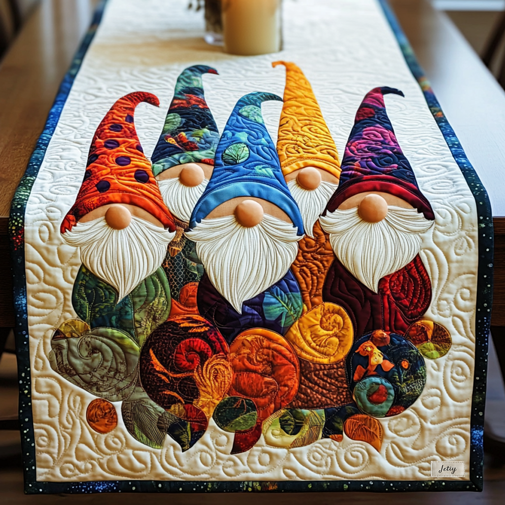 Tinsel Gnomes Quilted Table Runner NCU0VH458