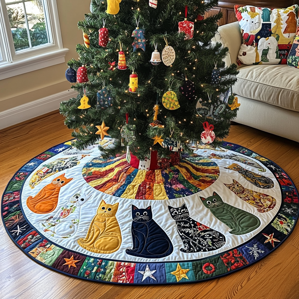 Tinsel Tail Treats Christmas Quilted Tree Skirt NCU0DV1504