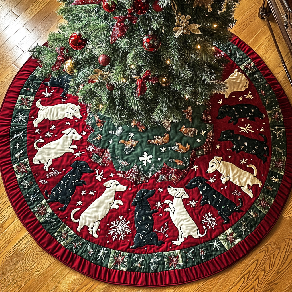 Tiny Paws Parade Christmas Quilted Tree Skirt NCU0DK1691
