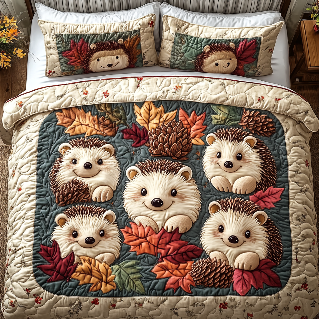 Tiny Paws and Spikes 3-Piece Quilted Bedding Set NCU0DV3999