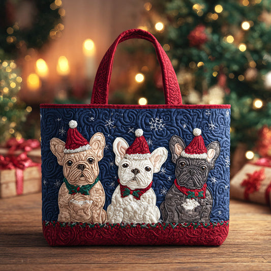 Tiny Santa Pups Quilted Tote Bag NCU0TV1317