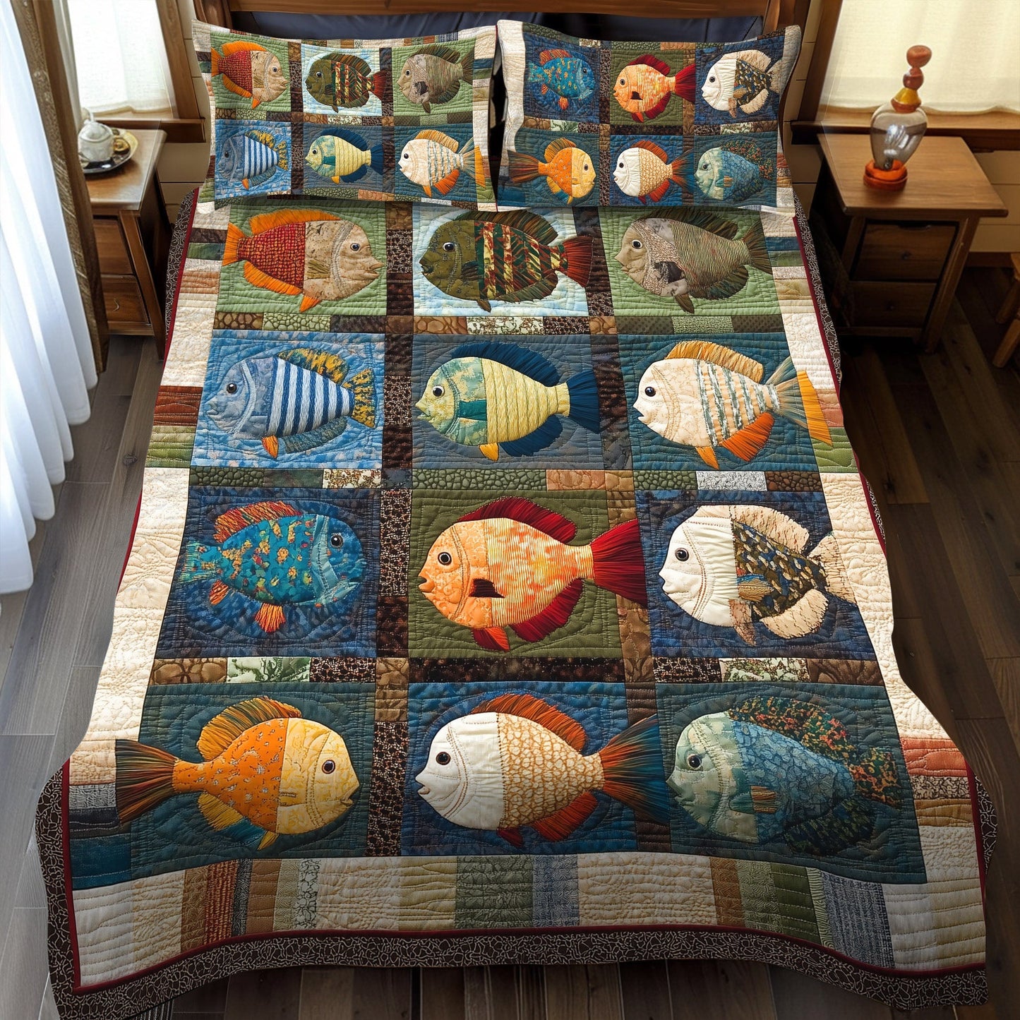 Tiny Tackle 3-Piece Quilted Bedding Set NCU0PT6959
