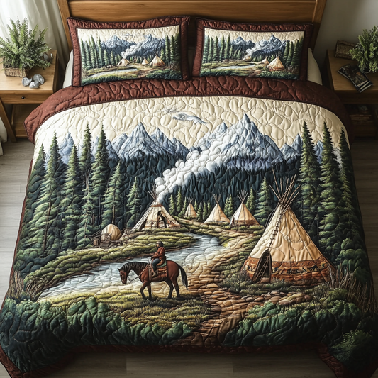 Tipi Adventure 3-Piece Quilted Bedding Set NCU0VH5734