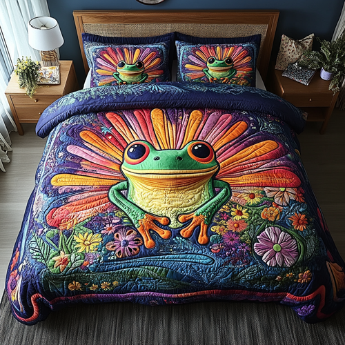 Toadally Adorable 3-Piece Quilted Bedding Set NCU0DV3252