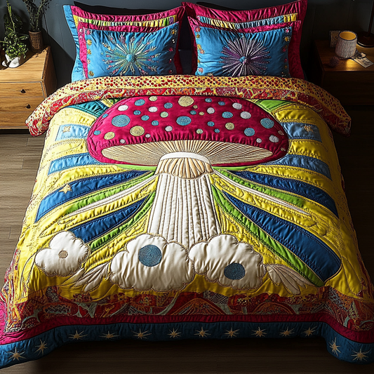 Toadstool Charm 3-Piece Quilted Bedding Set NCU0DK4670